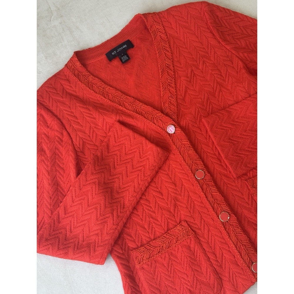 St. John Knit Wool And Silk Blend Blazer Cardigan Sweater Luxury Designer Size S